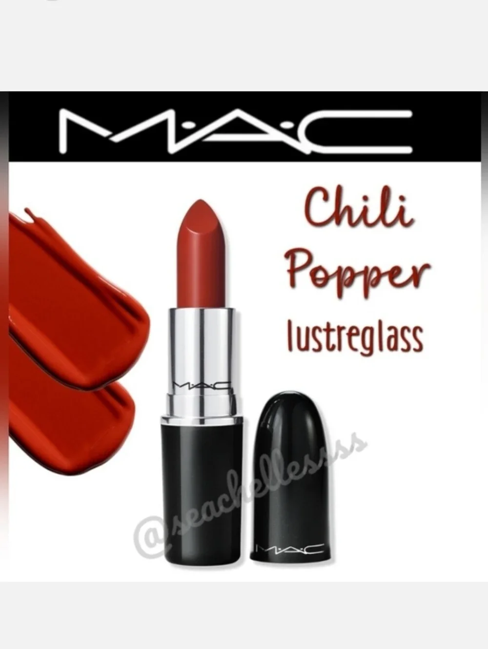 Mac Lustreglass Sheer Shine Lipstick Chili Popper Brand New in Box Authentic